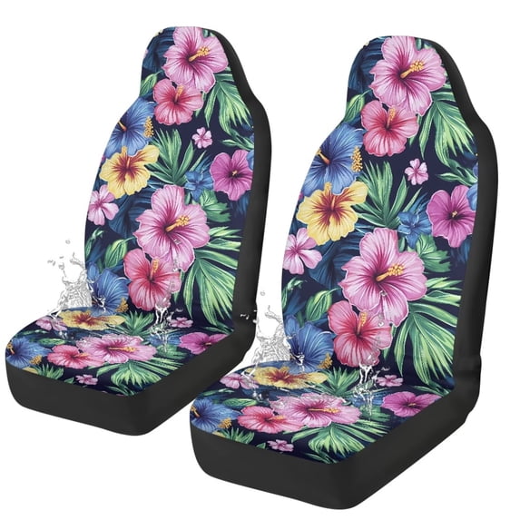 Uorisanigo Tropical Hibiscus Waterproof Car Seat Cover Universal Front Car Seats Easy to Install Breathable Front Seat Cover Universal for Auto Truck Van SUV 2 Pcs