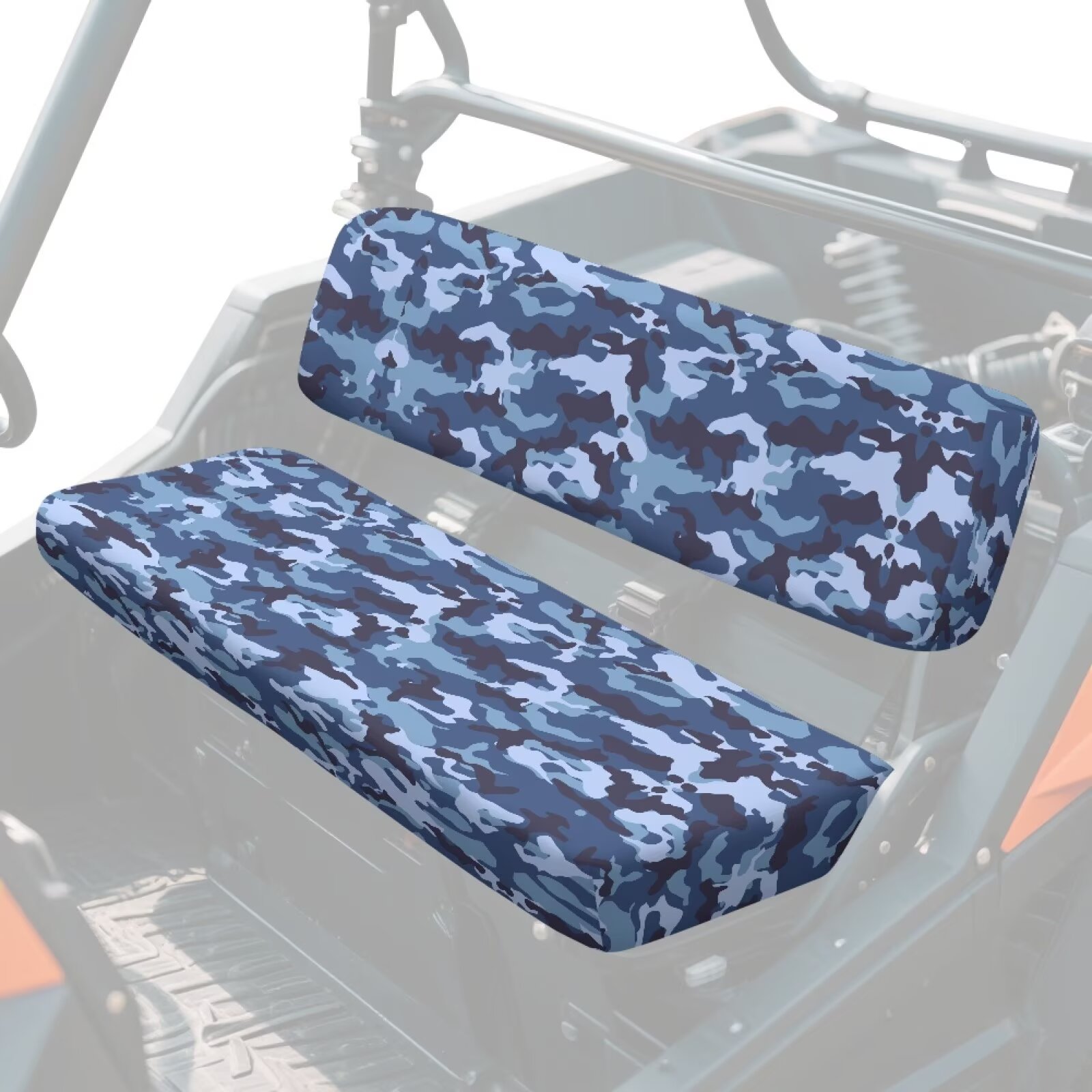 Uorisanigo UTV Bench Seat Cover Set Compatible with Kawasaki Mule 3010 Diesel 4x4 2003-2008 Blue Camouflage Print Mule Seat Cover All Season Weather Proof Covers Easy Installation