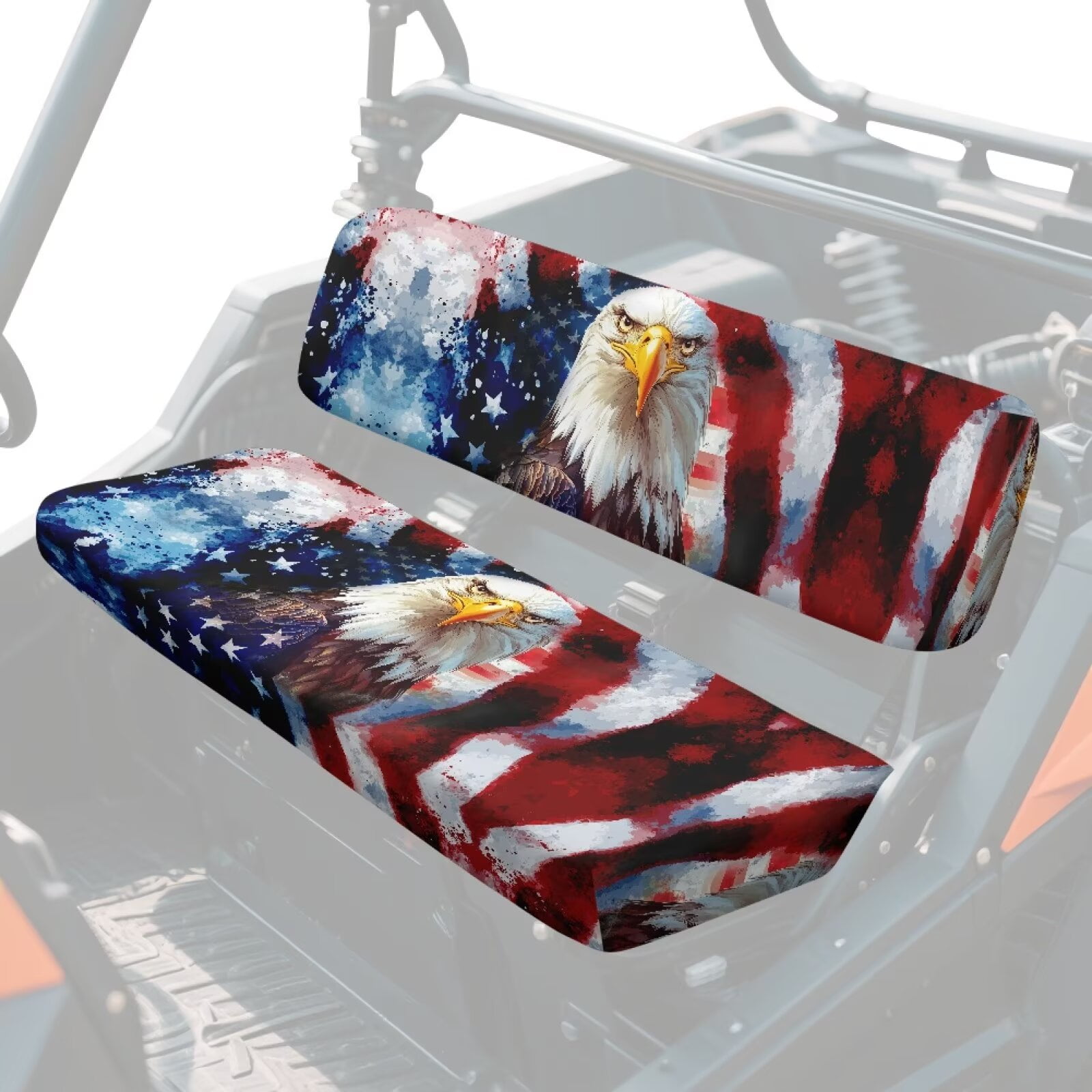 Uorisanigo UTV Bench Seat Cover Set Compatible with Kawasaki Mule, Scratch-Proof American Flag Eagle Front Bench Covers Protection, Accessories UTV Seat Cover Fit for Kawasaki Mule 4010