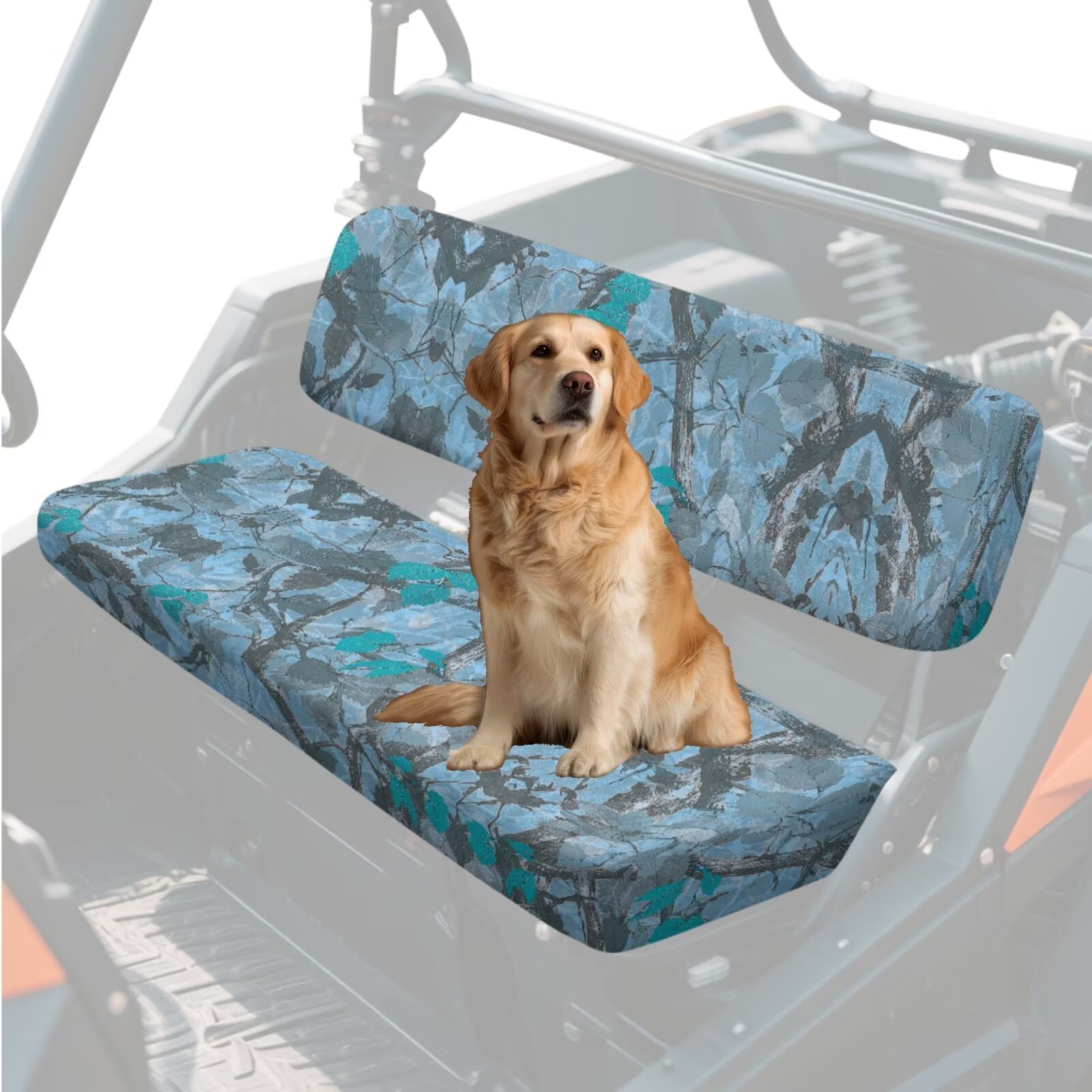 Uorisanigo UTV Bench Seat Cover Set UTV Accessories for All Seasons, Anti-Slip Blue Hunting Camo Forest Seat Cover Cushion Suitable for Kawasaki Mule 4010 4x4 FE 2025 2023 2022 2021