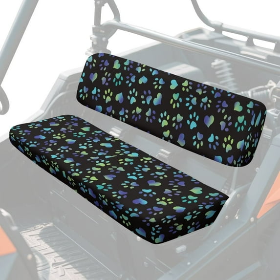 Uorisanigo UTV Front Bench Seat Cover Fit for Mule 3000 3010 3020 4000 4010 2001-2024, Replacement UTV Accessories Cute Pet Paw Print Mule Padded Protector All Weather Protection