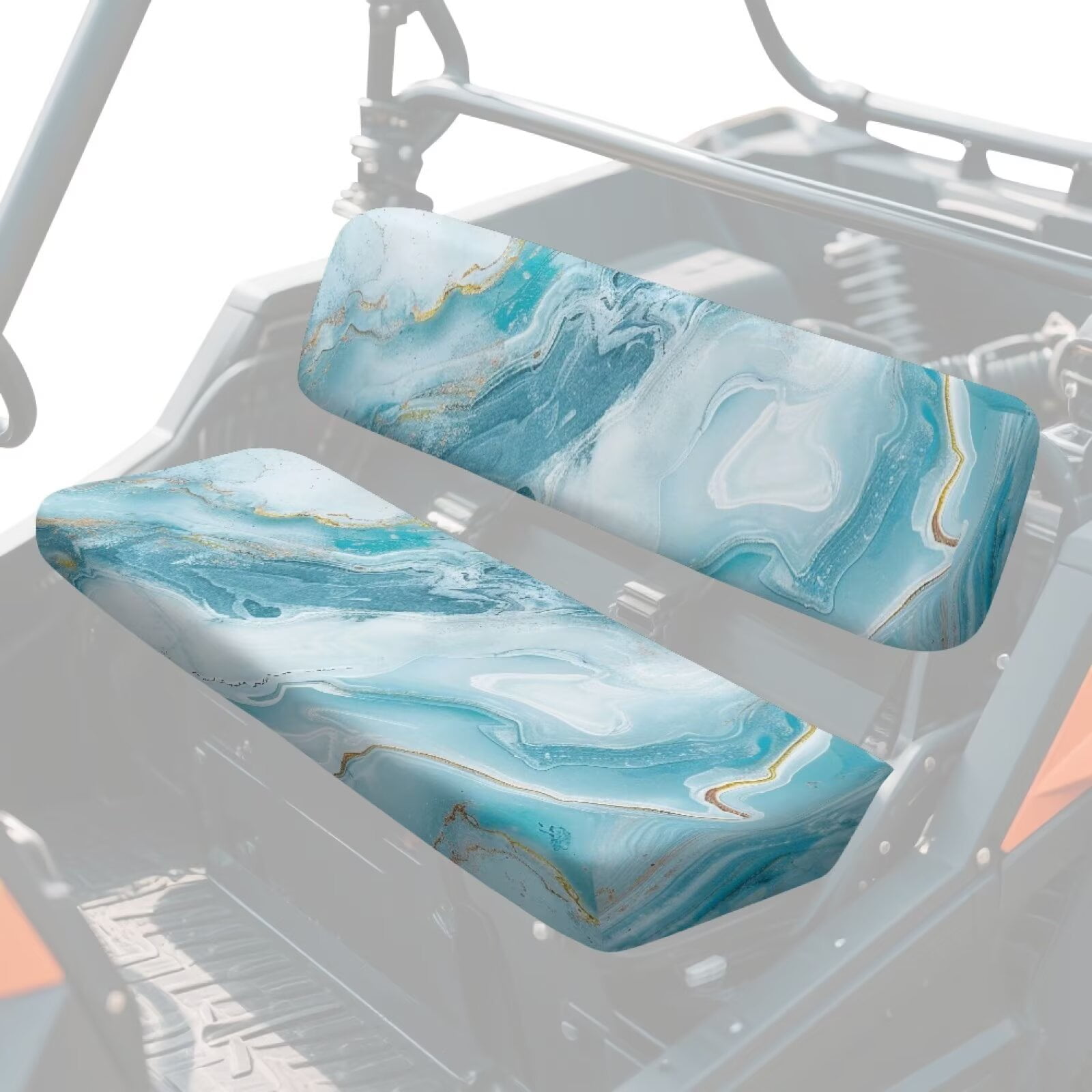 Uorisanigo UTV Front Bench Seat Cover Scratch-Proof Blue Marble Print Mule Seat Cover Suitable for Kawasaki Mule 4010 4x4 2009-2025 All Season Weather Proof Covers, UTV Accessories