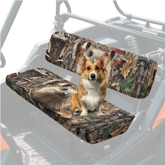 Uorisanigo UTV Front Bench Seat Cover Scratch-Proof Camo Hedgehog American Flag Mule Seat Cover Compatible with Kawasaki Mule 3020 2003 2002 200 UTV Pioneer Seats Accessories
