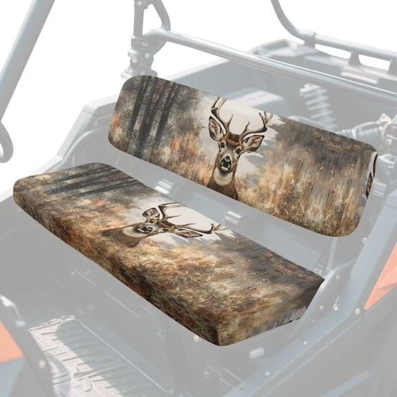 Uorisanigo UTV Seat Cover Anti-Slip Mule Seat Cover Fit for Kawasaki Mule 3010 Deer Hunting Camouflage Front Bench Covers Protector for All Seasons UTV Pioneer Seats Accessories