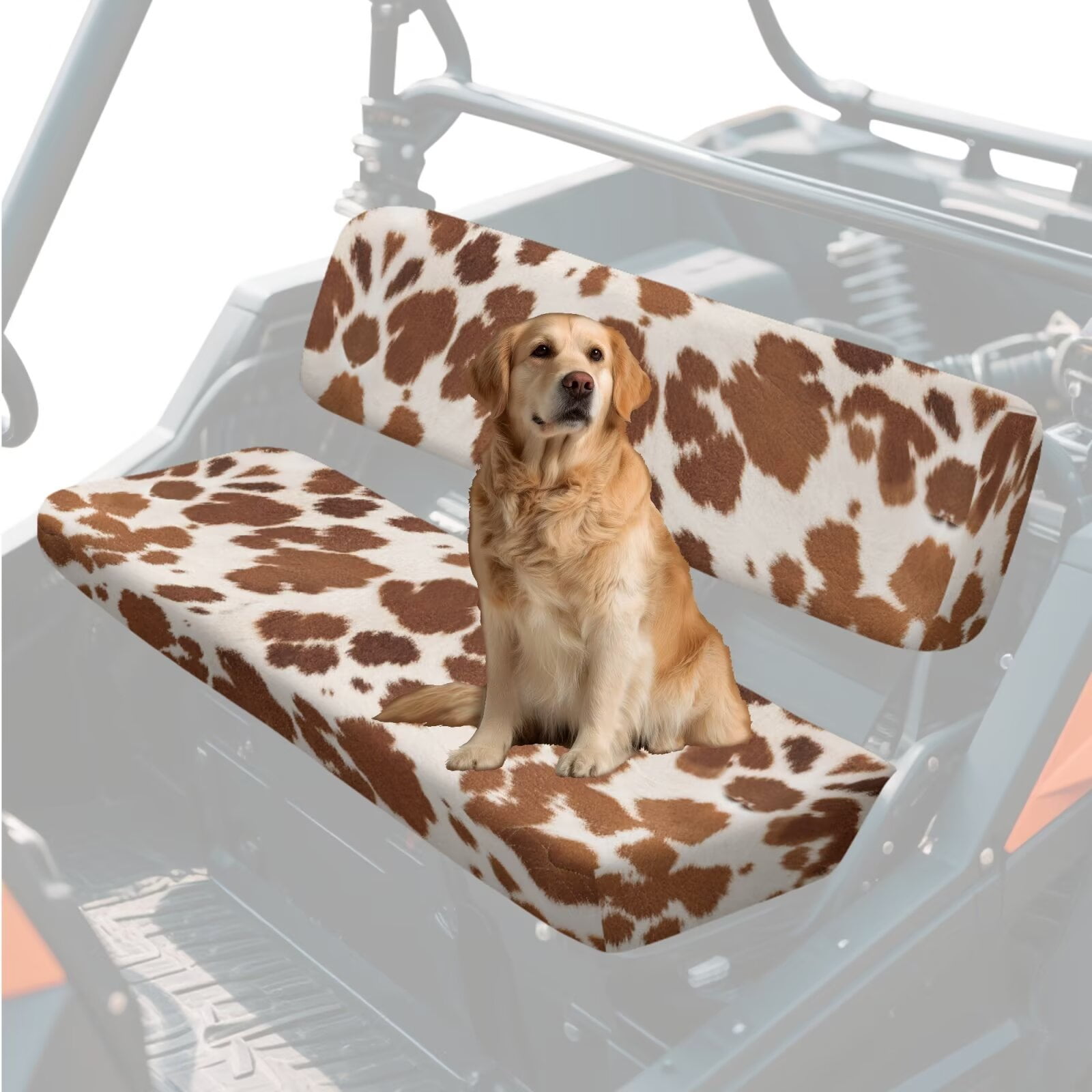 Uorisanigo UTV Seat Cover Compatible with Kawasaki Mule 4010 4x4 FE 2025 2023 2022 2021, Non-Slip Brown Cow Print Mule Bench Seat Cover Windproof All Weather UTV Accessories