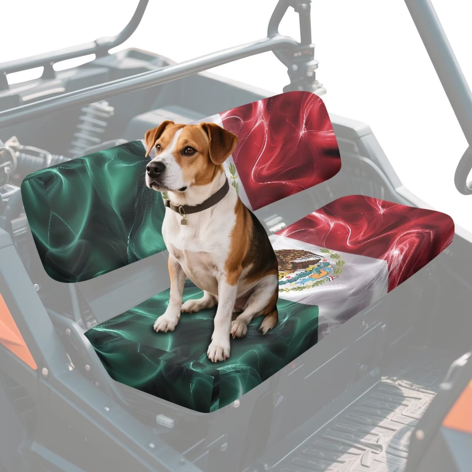 Uorisanigo UTV Seat Cover Compatible with Mule 3000 3010 3020 4000 4010 2001-2024, Anti-Slip Dustproof 3D Mexican Flag Padded Protector Replacement UTV Accessories