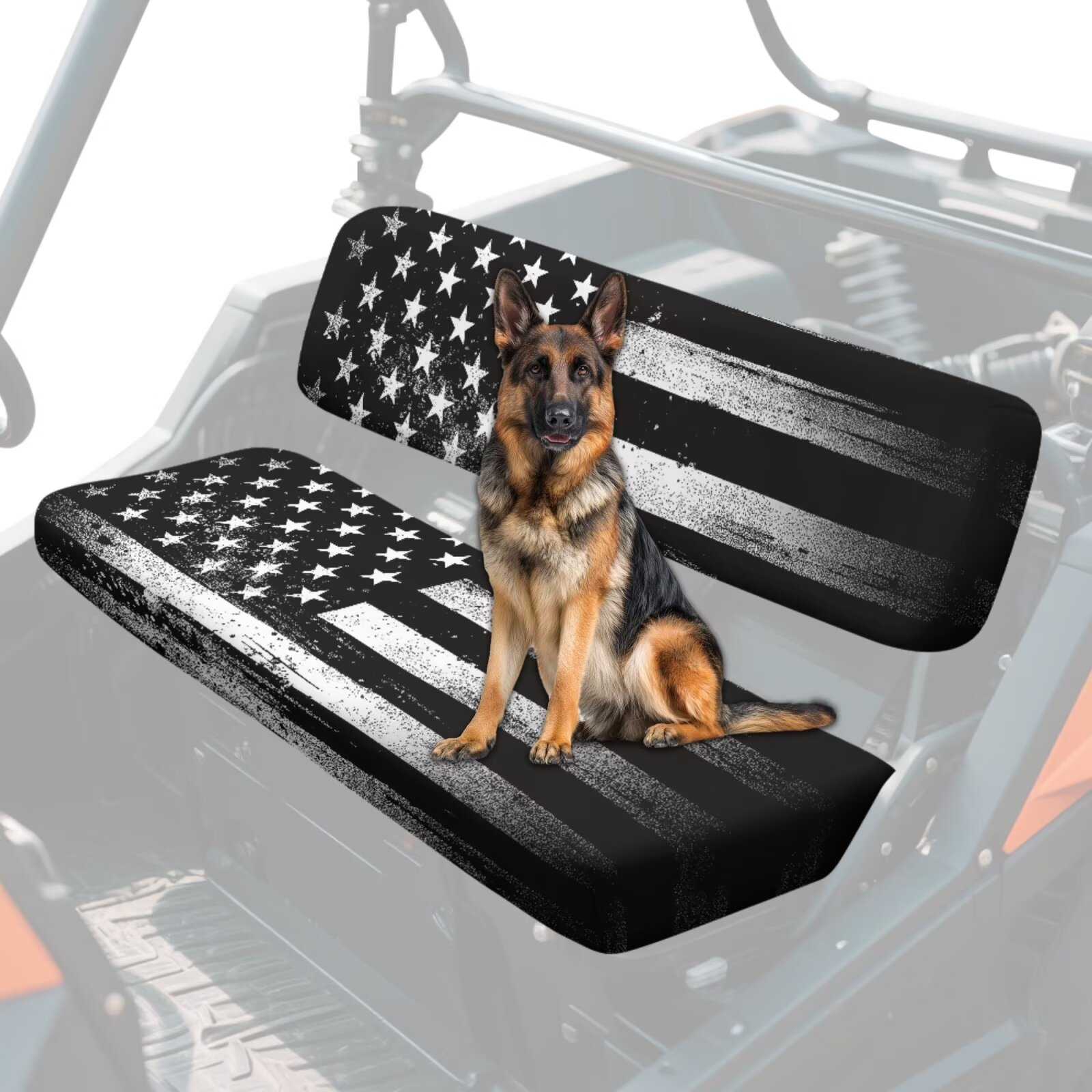 Uorisanigo UTV Seat Cover, Full Protection Seat Cover Fit for Mule 3000 3010 3020 4000 4010 2001-2024, Easy to Install & Clean Black and White American Flag Mule Padded Protector Cushion