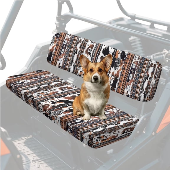 Uorisanigo UTV Seat Cover for Kawasaki Mule 3000 3010 3020, Anti-Scratch Ethnic Aztec Cow Print Seats Cover Protection for Mule Seat Accessories Parts Windproof All Weather Anti UV