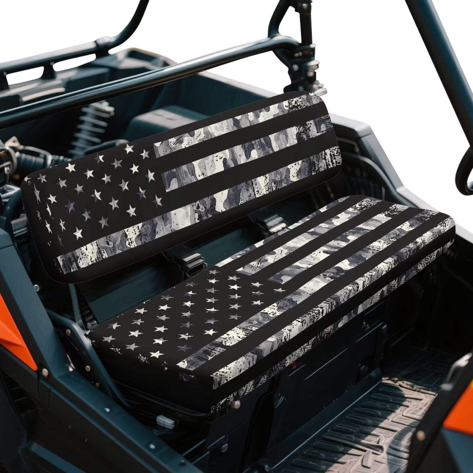 Uorisanigo UTV Seat Cover Set Suitable for Mule 3000 3010 3020 4000 4010 2001-2024 Camo American Flag Seats Cover Protection for Mule Seat Accessories Parts, Replacement Padded Protector