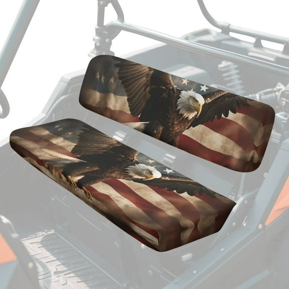 Uorisanigo UTV Seat Cover, Tear-Resistant Flying Eagle American Flag Front Bench Cover for Kawasaki Mule 4010 4x4 FE 2025 2023 2022 2021, Replacement UTV Accessories Seat Covers for Mule