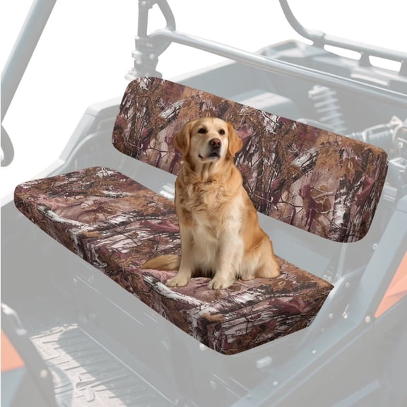 Uorisanigo UTV Seat Covers Universal Scratch-Proof Cover Fit for Kawasaki Mule 4010 2009-2023 2025, All Weather Protection Red Brown Camo Hunting UTV Bench Seat Cover Accessories