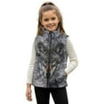 thumbnail image 1 of Uorisanigo Unisex Kids Fleece Vest Fuzzy Girls Boys Sleeveless Gray Wolf Print Jacket Fall Winter Warm Outwear Full-Zip Jacket Vest Trendy Clothes Stand Collar Outwear, 1 of 7