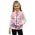 thumbnail image 1 of Uorisanigo Unisex Kids Fleece Vest Girls Boys Zippered Pink SAxolotl Flowers Vest Sleeveless Stand Collar Outwear Fall Fashion Outfits Clothes Puffer Vests Waistcoat with Pockets, 1 of 7