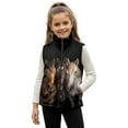 thumbnail image 1 of Uorisanigo Unisex Kids Fleece Vest Puffy Sleeveless Zip Front Jacket with Pockets Warm Western Horse Print Outwear Girls Boys Zippered Vest for Fall & Winter 2-12 Years, 1 of 7