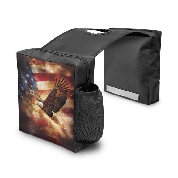 Uorisanigo Universal ATV Tank Bag, American Flag Eagle Motorcycles Fuel Bag, Wear-Resistant Dirt Bike Rear Rack Bags Fuel Storage Pouch Suitable For Most ATVs, UTVs, Motorcycles