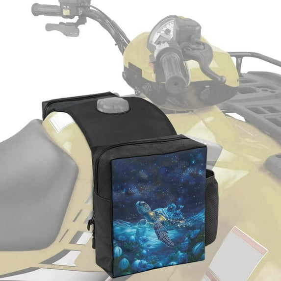 Uorisanigo Universal ATV Tank Bag Tropical Sea Turtle Motorcycles Front Storage Bag Waterproof Front Accessories Snowmobile Storage Pack Luggage with Drink Pocket