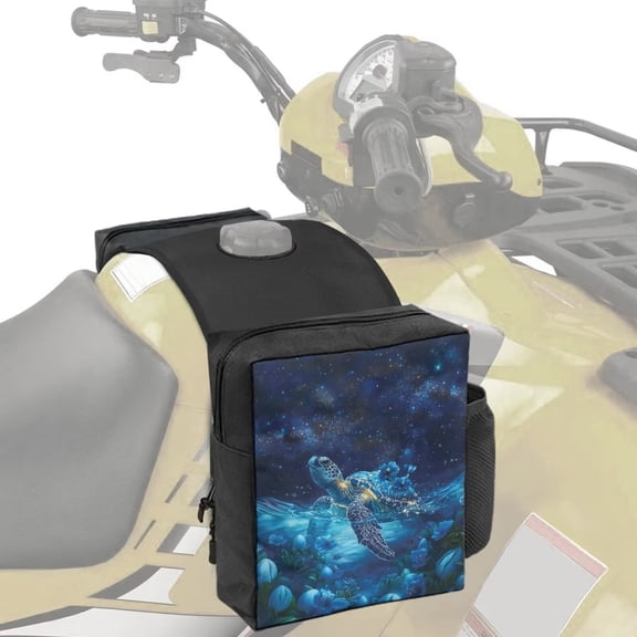 Uorisanigo Universal ATV Tank Bag Tropical Sea Turtle Motorcycles Front Storage Bag Waterproof Front Accessories Snowmobile Storage Pack Luggage with Drink Pocket