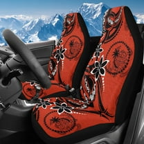 Uorisanigo Universal Car Seat Covers for Front Washable Polynesian Flowers Highback Bucket Seat Covers -Fit Most Cars, Trucks, SUVS, Vans 2 PCS Coral Velvet Fabric Seats Cover