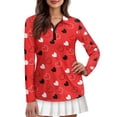 thumbnail image 1 of Uorisanigo Valentine's Day Heart Womens Long Sleeve Golf Shirt Soft Comfortable Moisture Wicking Casual Tennis Activewear Washable Tennis Tops for Workout Sports, 1 of 7