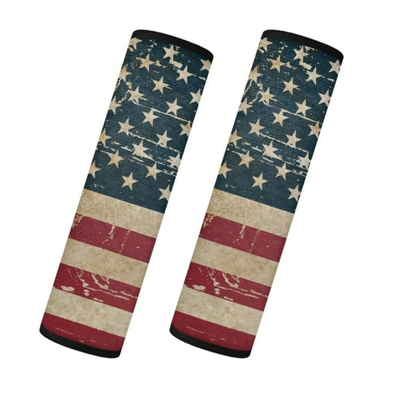 Uorisanigo Vintage American Flags Automotive Seat Belt Pads Thick Flannel 2-Pack Set Cover Seat Belt Cushion Car Soft Accessories Decoration Accessory Compatible with Most Cars
