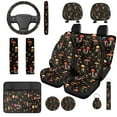 thumbnail image 1 of Uorisanigo Vintage Mushroom 14 Pieces Auto Seat Cover with Car Headrest Cover Steering Wheel Cover and Armrest Cover Car Auto Seat Belt Cover Keychain Comfortable Elastic Fit for Cars,SUVs, 1 of 6