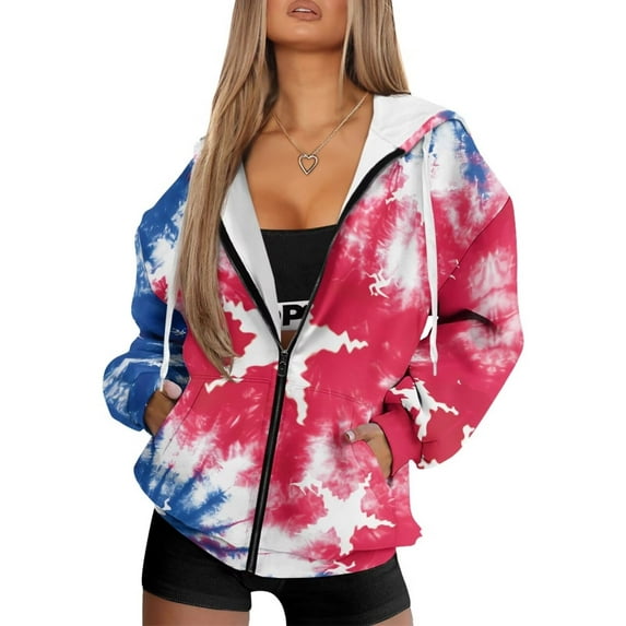 Uorisanigo Watercolor Womens Zip Up Hoodies Size L Warm Slight Stretch Hooded Zip up Sweatshirt Oversized Comfortable Fall Trendy Outfits