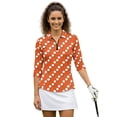thumbnail image 1 of Uorisanigo White Polka Dots Women's Dry-Fit Golf Polo Shirts Casual Comfortable Long Sleeve Golf Polo Shirts Quarter Zip Fashion 3/4 Roll Sleeve Versatile Workout Tops for Women, 1 of 7