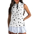 thumbnail image 1 of Uorisanigo White Polka Dots Women's Golf Shirt Casual Versatile Women's Dry-Fit Golf Shirts Fashionable Relaxed Workout Tops for Tennis Hiking & Outdoor Sports, 1 of 7