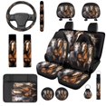 thumbnail image 1 of Uorisanigo Wild Horses Car Seat Covers Full Set 14 Pack Steering Wheel Cover Center Console Cover Head Rest Protector Car Seat Belt Cover Universal Fit for Auto Truck Van SUV, 1 of 6