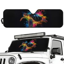 Uorisanigo Windshield Sun Shade for 1997-2018 Jeep Wrangler TJ JK JKU, UV Ray Reflector Foldable Inked Sea Turtle Sunshades Heat Shield Keeps Your Car Cool