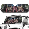 thumbnail image 1 of Uorisanigo Windshield Sun Shade for 2007-2018 Jeep Wrangler JK JKU & 1997-2006 Jeep Wrangler TJ LJ, Aluminum Foil Block UV Rays and Heat, American Flag Cat Driving Auto Sunshade, 1 of 7