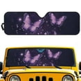thumbnail image 1 of Uorisanigo Windshield Sun Shade for 2007-2023 Wrangler Rubicon Sahara TJ JK JKU 2 & 4 Door - Purple Butterfly Print Windshield Cover Sunshade for Jeep Front Window Sun Visor Block UV Rays, 1 of 7