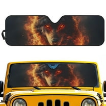 Uorisanigo Windshield Sun Shade for 2018-2024 Jeep Wrangler JL JLU & Gladiator JT-Blocks UV Rays Sunshades Heat Shield, Fire Wolf Print Car Sun Shade Keep Your Vehicle Cool