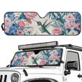 thumbnail image 1 of Uorisanigo Windshield Sun Shade for 2018-2025 Jeep Wrangler JL & 2/4 Door 4XE & 2020-2025 Jeep Gladiator JT Accessories 16.14''x52.95'' Floral Hummingbird Sunshade Blocks UV Rays Keep Car Cool, 1 of 7