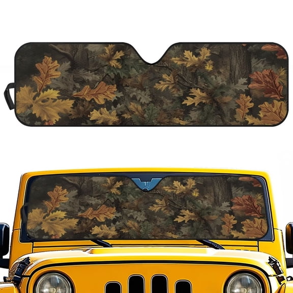 Uorisanigo Windshield Sun Shade for 2020-2025 Jeep Gladiator & 2018-2025 Jeep Wrangler JL JLU Foldable Hunting Camo Forest Windshield Sunshade, Sun Visor Blocks UV Rays, Keep Interior Cool