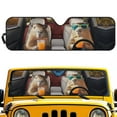 thumbnail image 1 of Uorisanigo Windshield Sun Shade Auto Heat Shield for Rubicon Sahara TJ JK JKU 2 Door & 4 Door Foldable Windshield Sun Visor Protect Your Car from Heat & Glare UV Ray(Capybara Animal Driving), 1 of 7
