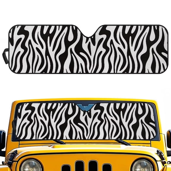 Uorisanigo Windshield Sun Shade, Blocks Rays Zebra Stripe Print Car Front Window Sunshade Compatible with Wrangler JL, Easy to Install Windshield Sunshade for Jeep Wrangler, Keep Your Car Cool