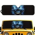 thumbnail image 1 of Uorisanigo Windshield Sun Shade,Blue Lightning Skull Car Sunshade for Jeep Wrangler JK JKU JL JLU 1997-2023 & Jeep Gladiator JT 2020-2023, UV Rays Blocker Sun Visor Shield Keep Vehicle Cool, 1 of 7