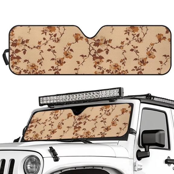 Uorisanigo Windshield Sun Shade Branch Floral Print Sunshade Sun Visor for UV Rays & Heat Protection Car Accessories Cover Fits for Wrangler, Compass, Gladiator & Renegade - 52.95x16.14 inches