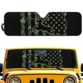 thumbnail image 1 of Uorisanigo Windshield Sun Shade Compatible with 1997-2017 Jeep Wrangler Rubicon Sahara TJ JK JKU 2/4 Doors, Camo American Flag Deer Hunter Car Windshield Sunshade Front Window Sun Visor, 1 of 7