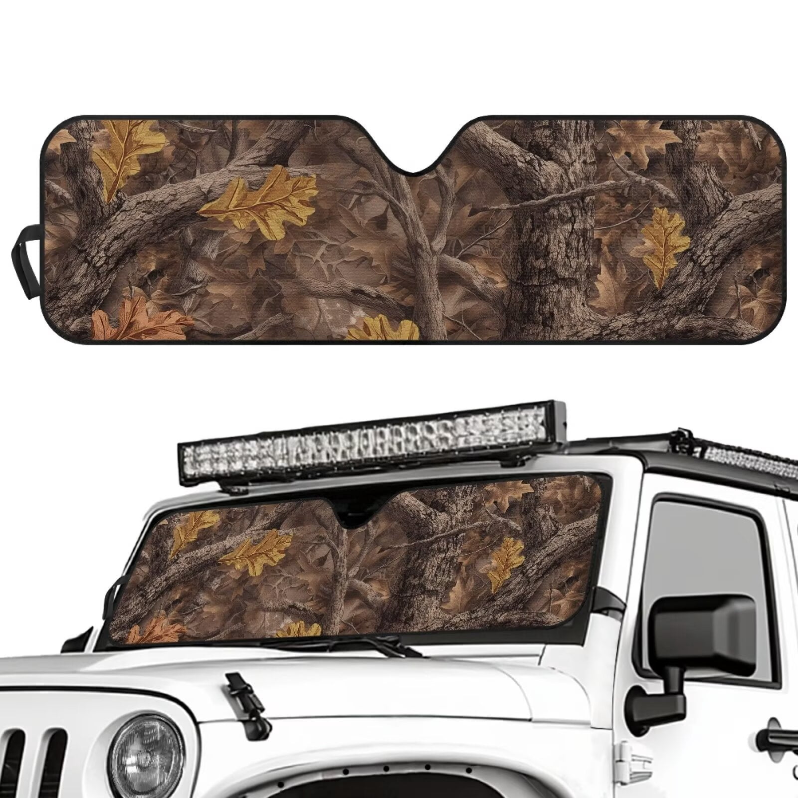 Uorisanigo Windshield Sun Shade Compatible with 2018-2024 2025 Jeep Wrangler JL / 2020-2024 Jeep Gladiator JT Windshield Camo Hunting Forest Shade Heat Shield Bolck UV Rays & Protect Car Interior