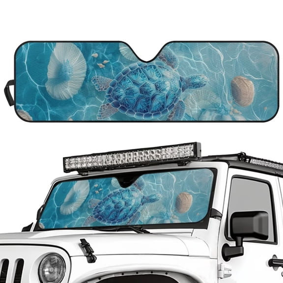 Uorisanigo Windshield Sun Shade Compatible with Jeep Wrangler 2018-2023 JL JLU & 2020-2023 Gladiator JT Sea Turtle Shell Heat Shield Sun Visor Cover Windshied Sunshade Block UV Rays ,1Pc