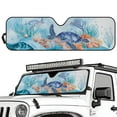thumbnail image 1 of Uorisanigo Windshield Sun Shade Compatible with Jeep Wrangler JK JKU TJ, Blue Sea Turtle Sunshade Shield Protection for Wrangler 1997-2018, Windshield Sunshade Sun Visor Blocks for UV and Heat, 1 of 7