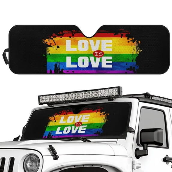 Uorisanigo Windshield Sun Shade Compatible with Jeep Wrangler JL/JLU 2018-2024 & Jeep Gladiator JT 2020-2024 Pride Rainbow LGBTQ Front Window Sun Shade, Blocks UV Rays Keep Vehicle Cooler
