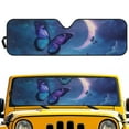 thumbnail image 1 of Uorisanigo Windshield Sun Shade Compatible with Jeep Wrangler, Moon Blue Butterfly Car Sun Shade Blocks UV Rays, Shades Heat Shield Suitable for Jeep Wrangler JL JLU 2018-2025 2/4 Door, 1 of 7