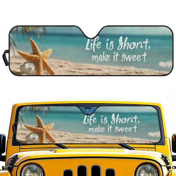 Uorisanigo Windshield Sun Shade Compatible with Jeep Wrangler TJ JK JL &Gladiator JT 2/4 Door Accessories Beach Starfish Windshield Cover Sunshade Sun Blocker Protection Cover