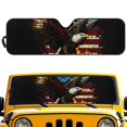 thumbnail image 1 of Uorisanigo Windshield Sun Shade Compatible with Wrangler, Compass, Gladiator & Renegade, Foldable Windshield Sunshade Sun Visor Blocks UV Rays, Bald Eagle American Flag, 1 of 7