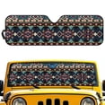 thumbnail image 1 of Uorisanigo Windshield Sun Shade Fit for Jeep Wrangler JL JLU 2018-2025 / Jeep Gladiator 2020-2025 Aztec African Tribal Front Window Sunshade Prevent Dashboard Fades and Cracks, 1 of 7