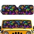 thumbnail image 1 of Uorisanigo Windshield Sun Shade, Foldable Shade Heat Shield, Compatible with 2018-2023 Jeep Wrangler JL JLU Gladiator JT, 52.95 in *16.14 in(Psychedelic Trippy Mushroom), 1 of 7
