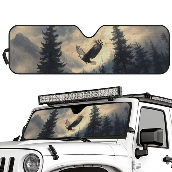 Uorisanigo Windshield Sun Shade,Forest Eagle Window Sun Visor Protection,Sunshade Windshield Cover for Jeeps,Sunshade for 2018-2024 2025 Jeep Wrangler JL / 2020-2024 Jeep Gladiator JT